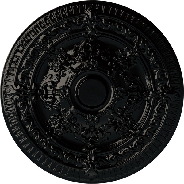 Ekena Millwork Vincent Ceiling Medallion (Fits Canopies up to 6"), Hand-Painted Black Pearl, 26"OD x 3"P CM26VIBPS - main